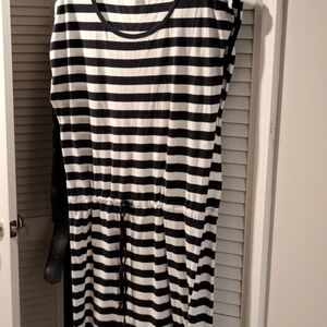 100%cotton Stripped Tshirt dress with draw string at waist